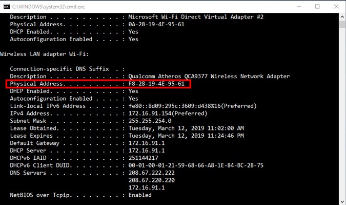 صورة لـ ما هو عنوان MAC وكيفية العثور عليه وهل يمكن تغييره على مختلف المنصات | ipconfig_all_windows-DzTechs