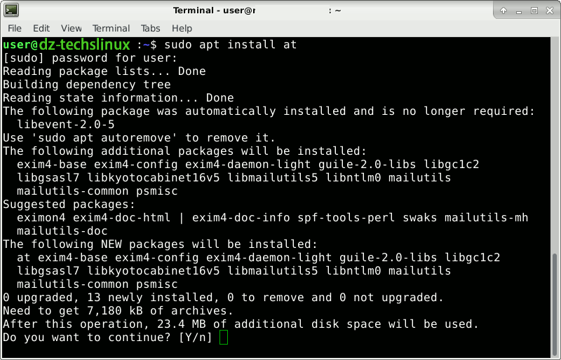 صورة لـ كيفية جدولة الأوامر في Linux باستخدام الأداة المساعدة “at” | linux-at-install-on-debian-DzTechs