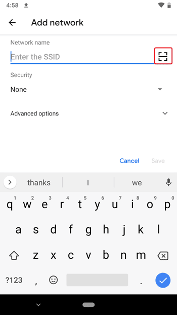 صورة لـ كيفية مشاركة شبكة WiFi الخاصة بك دون مشاركة كلمة المرور على Android 10 | scan-button-2-DzTechs