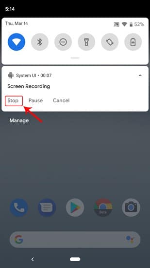 صورة لـ كيفية تسجيل الشاشة بميزة مدمجة في Android 10 | stop_screen_recording-DzTechs