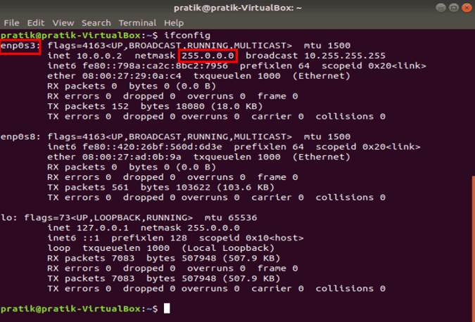 صورة لـ 3 طرق لإعادة تعيين عنوان IP ثابت على نظام Ubuntu | subnet_mask_adapter_name_ubuntu_terminal-DzTechs
