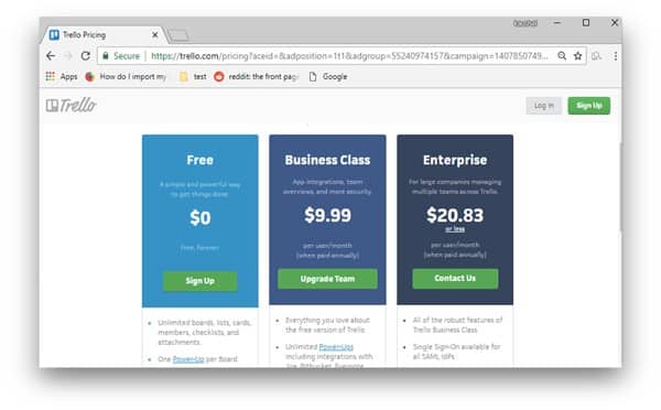 صورة لـ مُقارنة بين Trello و Wekan – ما هي أفضل أداة لإدارة المشاريع | trello-pricing-DzTechs