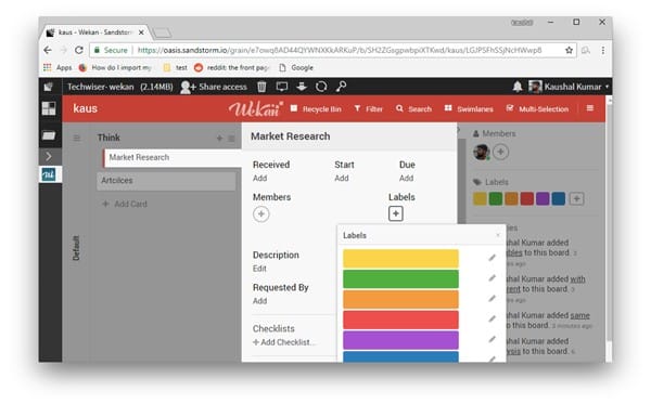 صورة لـ مُقارنة بين Trello و Wekan – ما هي أفضل أداة لإدارة المشاريع | waken-labels-DzTechs