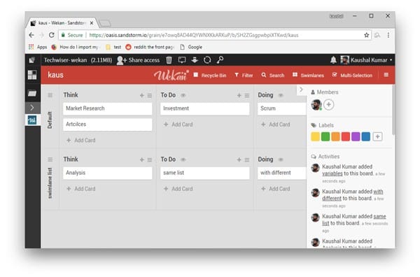 صورة لـ مُقارنة بين Trello و Wekan – ما هي أفضل أداة لإدارة المشاريع | wekan-swimline-DzTechs