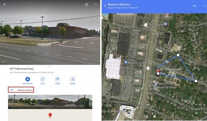 صورة لـ كيفية قياس المسافة بين نقطتين أوأكثر باستخدام Google Maps | Measure-iOS12-DzTechs