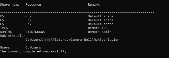 صورة لـ كيفية عرض الملفات والمجلدات التي قمت بمشاركتها في Windows 10 | Share-Command-DzTechs
