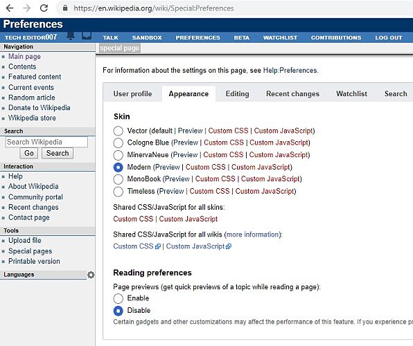 صورة لـ كيف تصبح محرر على Wikipedia وإضافة المواضيع إلى الموسوعة العملاقة | User-Page-Updates-in-Preferences-Apparance-Change-DzTechs