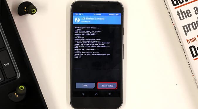 صورة لـ كيفية إزالة جميع تطبيقات Google تماما من نظام Android | adb_sideload_reboot-DzTechs
