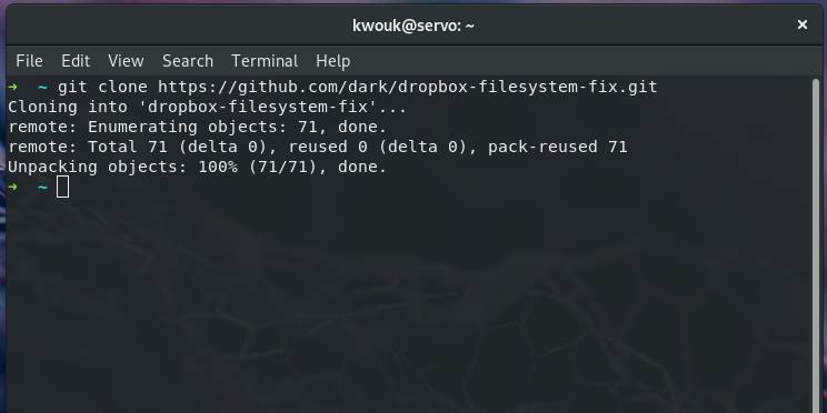 صورة لـ كيفية استخدام Dropbox في نظام ملفات مختلف عن Ext4 في Linux | dropbox-non-ext4-filesystem-git-clone-DzTechs