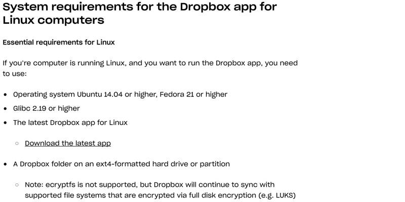 صورة لـ كيفية استخدام Dropbox في نظام ملفات مختلف عن Ext4 في Linux | dropbox-non-ext4-filesystem-system-requirements-DzTechs