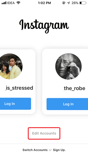 صورة لـ كيفية إزالة معلومات تسجيل الدخول المحفوظة على تطبيق Instagram في نظام iOS؟ | edit-accounts-button-DzTechs