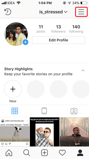 صورة لـ كيفية إزالة معلومات تسجيل الدخول المحفوظة على تطبيق Instagram في نظام iOS؟ | hamburger-button-DzTechs