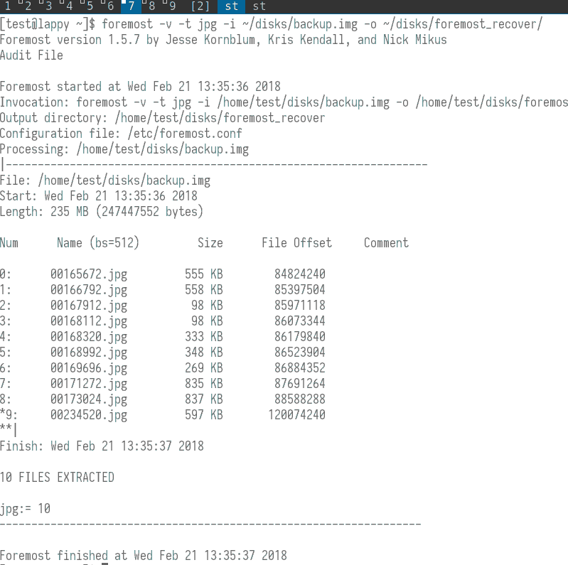 صورة لـ أفضل أدوات استعادة البيانات لنظام التشغيل Linux | linux-foremost-screenshot-clipped-DzTechs