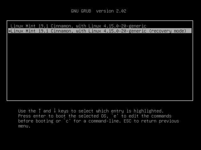 صورة لـ كيفية التمهيد إلى وضع الاسترداد (الوضع الآمن) في Ubuntu | mint-recovery-DzTechs