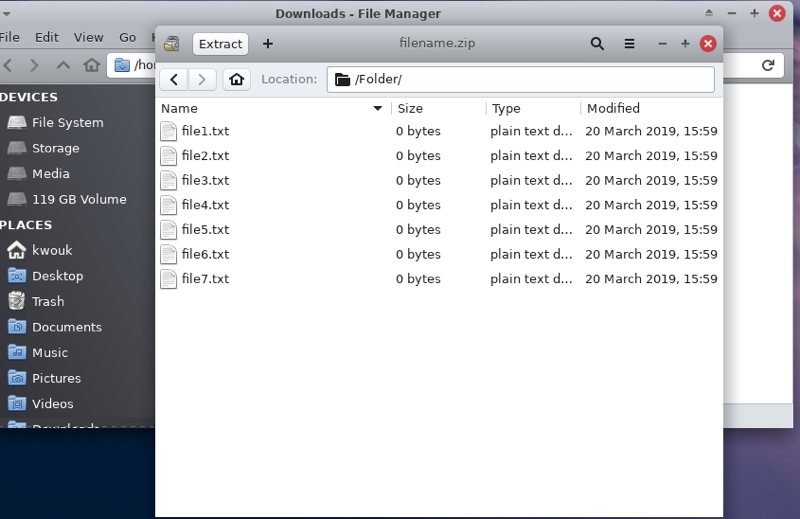 صورة لـ كيفية استخراج الملفات المضغوطة في نظام Linux | unzip-files-linux-graphical-DzTechs