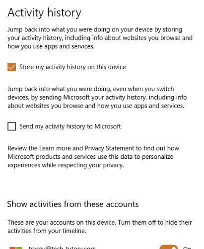 صورة لـ 18 من إعدادات الخصوصية التي يجب أن تنظر فيها في Windows 10 | windows-privacy-settings-activity-history-DzTechs