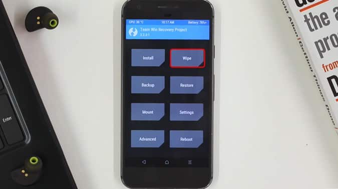 صورة لـ كيفية إزالة جميع تطبيقات Google تماما من نظام Android | wipe_twrp-DzTechs