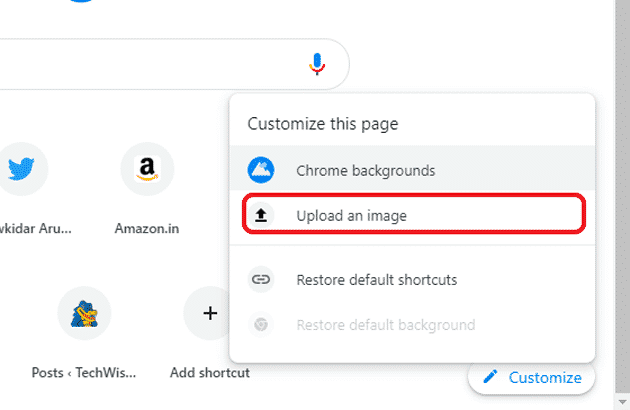 صورة لـ كيفية تعيين خلفية مخصصة على شاشة Google Chrome الرئيسية | 1_upload-custom-image-min-DzTechs