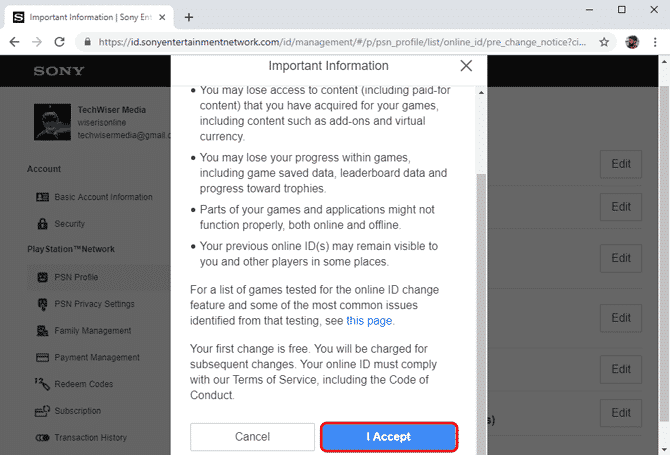 صورة لـ كيفية تغيير معرف الانترنت الخاص بك على PS4 | accept-important-information-DzTechs