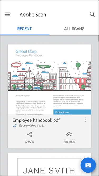 صورة لـ أفضل تطبيقات التعرف الضوئي على الحروف لنظام Android | adobe-scan-min-DzTechs