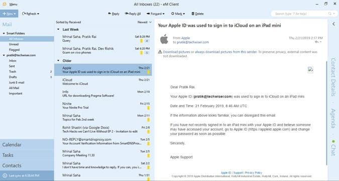 صورة لـ أفضل بدائل Outlook المجانية لنظام التشغيل Windows 10 | em-client-min-DzTechs