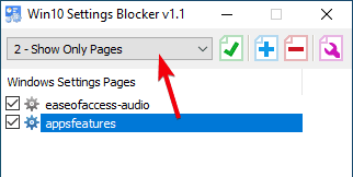 صورة لـ كيفية إخفاء صفحات محددة في تطبيق الإعدادات في Windows 10 | hide-settings-page-06-select-show-only-DzTechs