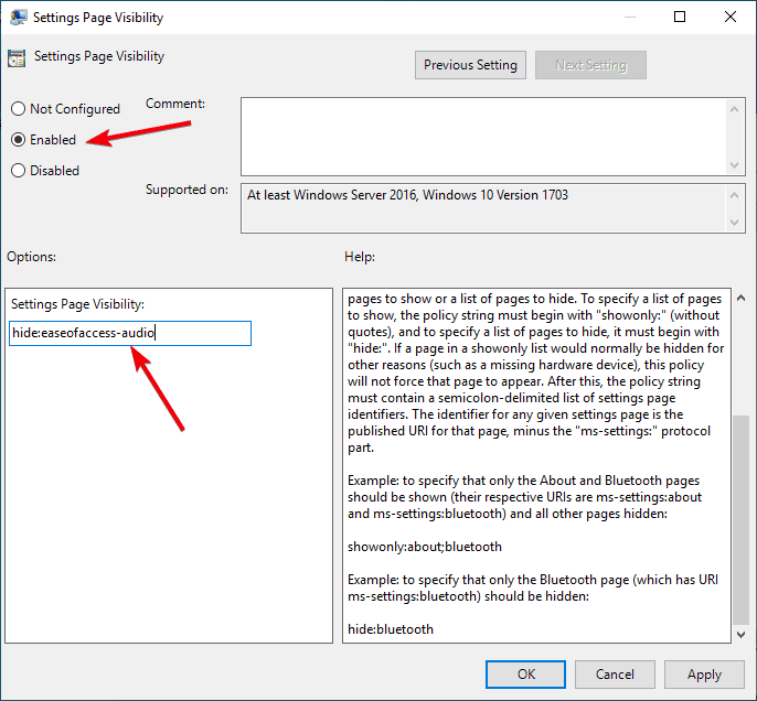 صورة لـ كيفية إخفاء صفحات محددة في تطبيق الإعدادات في Windows 10 | hide-settings-page-11-enable-policy-DzTechs
