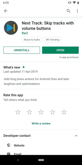 صورة لـ كيفية تخطي الأغاني على Android باستخدام أزرار الصوت عند إيقاف تشغيل الشاشة | next-track-playstore-DzTechs