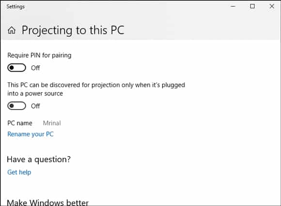 صورة لـ كيفية مشاركة شاشة الكمبيوتر المحمول الخاص بك إلى كمبيوتر آخر | project-to-this-pc-setting-DzTechs