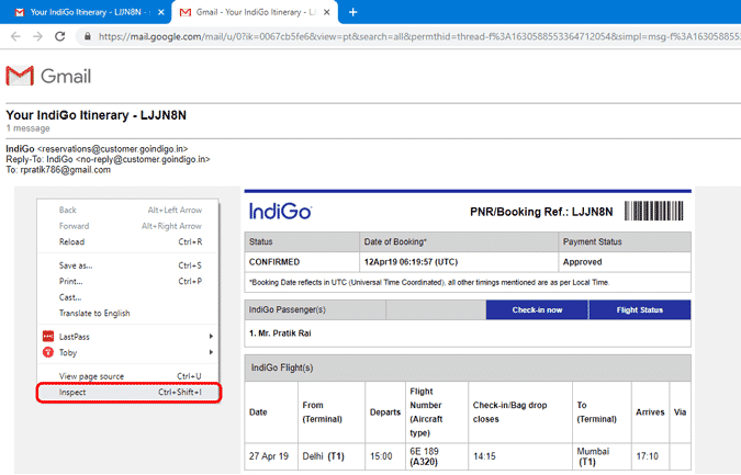 صورة لـ كيفية طباعة رسائل البريد الإلكتروني من Gmail دون خيارات الرأس | right-click-inspect-min-DzTechs
