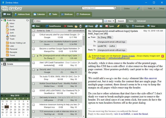 صورة لـ أفضل بدائل Outlook المجانية لنظام التشغيل Windows 10 | zimbra-desktop-min-DzTechs