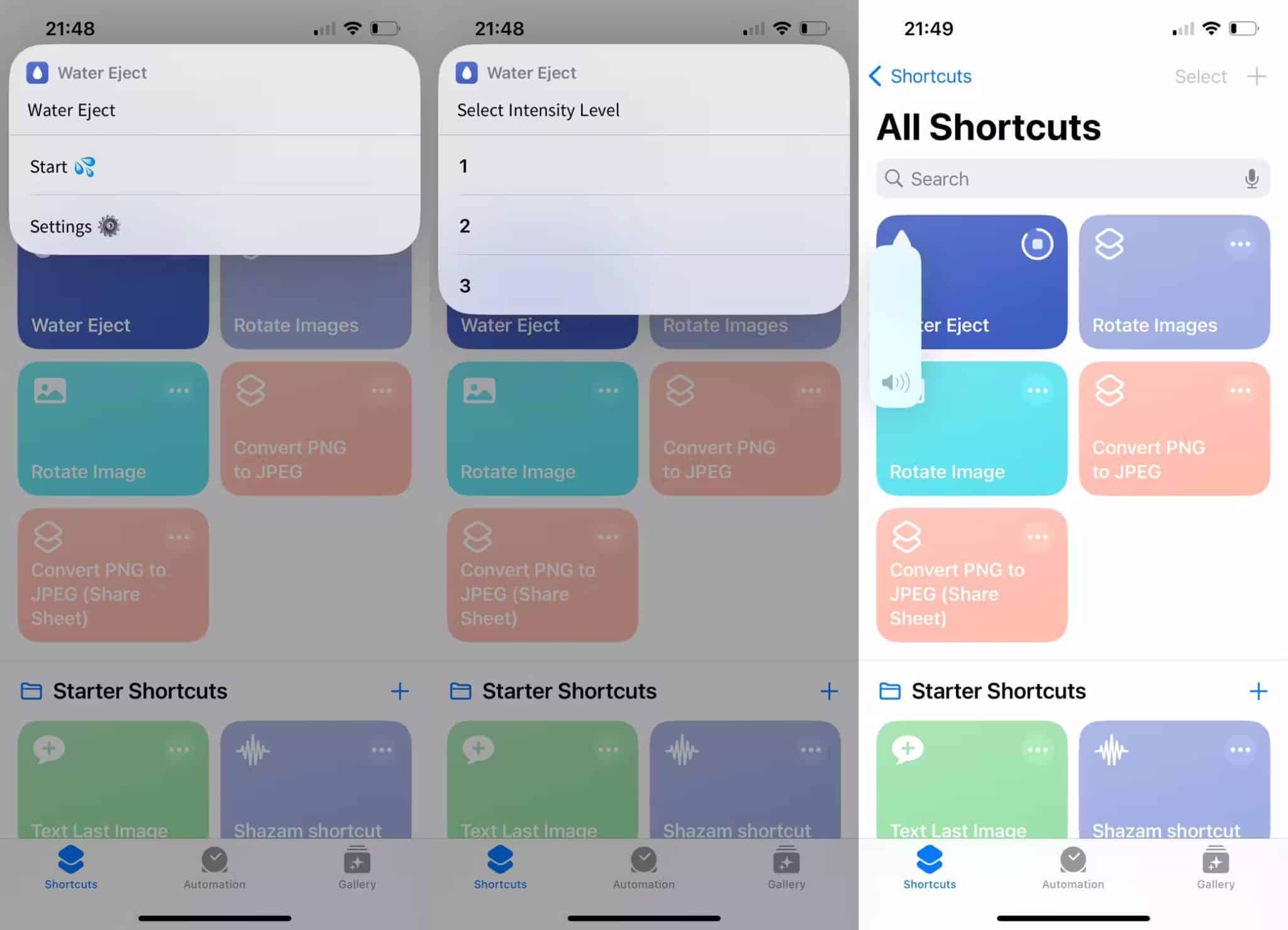 صورة لـ كيفية إخراج المياه من مكبرات الصوت على الـ iPhone بدون الأرز | 1water-eject-shortcut-start-prompt-scaled