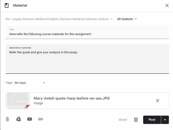 صورة لـ برنامج Google Classroom التعليمي: مُقدمة شاملة | Add-reference-material-Google-classroom-min-DzTechs