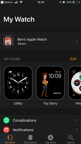 صورة لـ كيفية إلغاء الإقتران واستعادة بيانات Apple Watch الخاصة بك | Apple-Watch-Unpair-select-watch-min-DzTechs