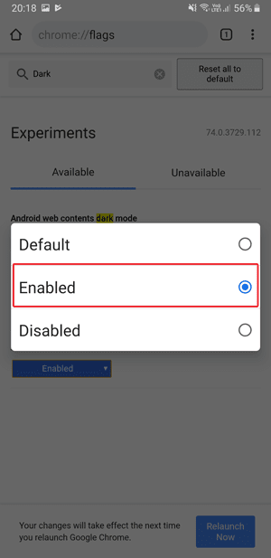 صورة لـ متصفح Chrome على Android يدعم الوضع المظلم | Dark-UI-enabled-min-DzTechs