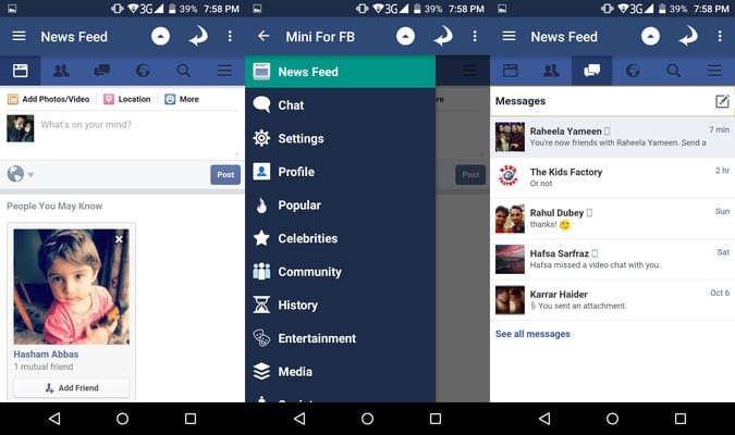 صورة لـ 7 تطبيقات بديلة لـ Facebook لنظام Android التي هي أفضل من التطبيق الرسمي | Facebook-App-Alternatives-Mini-for-Facebook-min-DzTechs