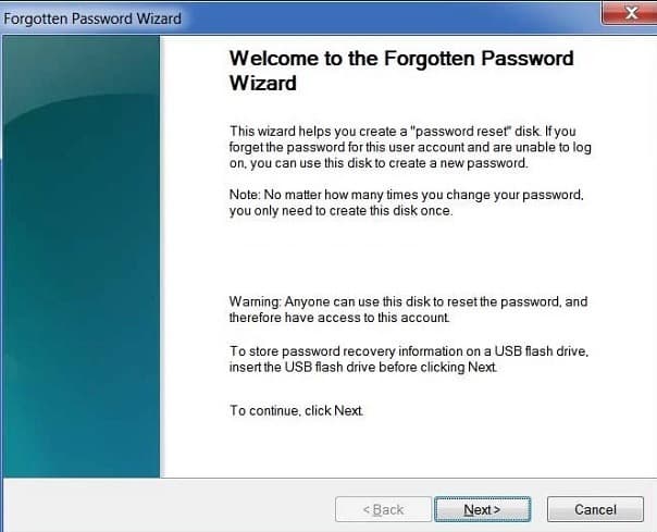 صورة لـ كيفية إنشاء قرص إعادة تعيين كلمة المرور في Windows 10 باستخدام محرك USB | Forgotten-password-wizard-screen-min-DzTechs