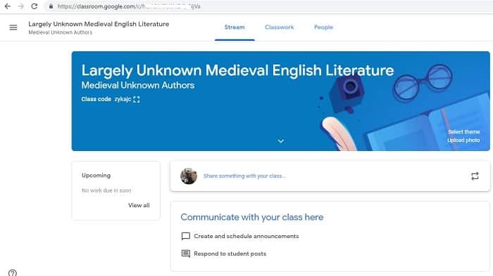صورة لـ برنامج Google Classroom التعليمي: مُقدمة شاملة | Google-classroom-class-homepage-min-DzTechs