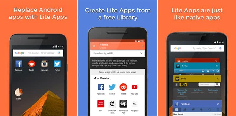 صورة لـ أفضل التطبيقات البديلة لـ Facebook Messenger لنظام Android | Hermit.-Lite-Apps-Browser-min-DzTechs
