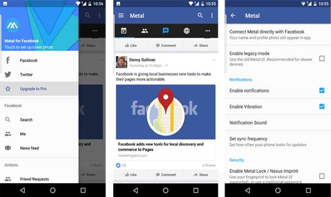 صورة لـ 7 تطبيقات بديلة لـ Facebook لنظام Android التي هي أفضل من التطبيق الرسمي | Metal-For-Facebook-min-DzTechs