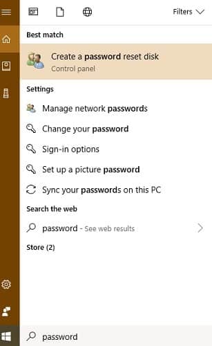 صورة لـ كيفية إنشاء قرص إعادة تعيين كلمة المرور في Windows 10 باستخدام محرك USB | Password-reset-disk-search-bar-min-DzTechs