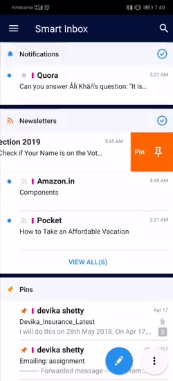 صورة لـ الميزات والنصائح المخفية لـ Spark for Android | Swipe-Pattern-DzTechs