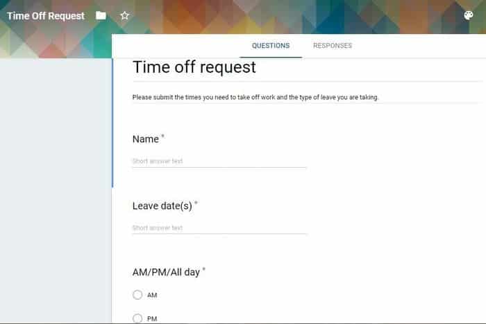 صورة لـ 7 طرق للاستفادة من Google Forms | XX-Ways-Use-Google-Forms-time-off-request.jpg-min-DzTechs