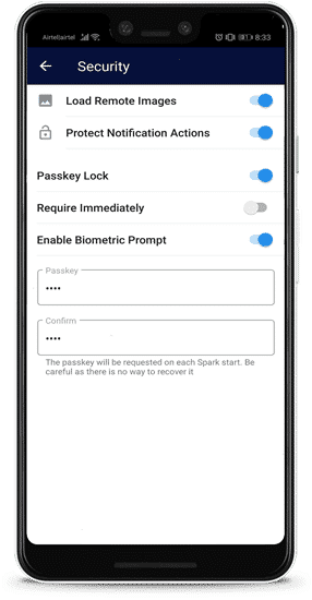 صورة لـ الميزات والنصائح المخفية لـ Spark for Android | biometric-authentication-menu-min-DzTechs
