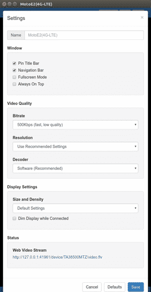 صورة لـ كيفية عرض شاشة Android على جهاز كمبيوتر يعمل بنظام Linux | cast-Android-screen-to-linux-vysor-settings-min-DzTechs