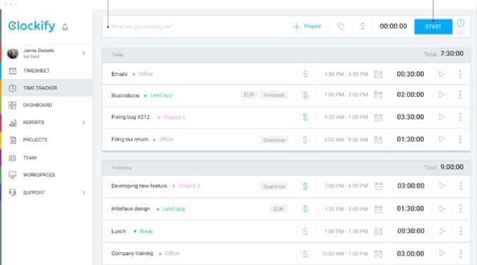 صورة لـ أفضل البدائل مفتوحة المصدر والمجانية للبرامج المكلفة | clockify-min-DzTechs