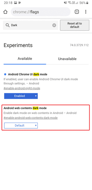 صورة لـ متصفح Chrome على Android يدعم الوضع المظلم | content-dark-mode-min-DzTechs