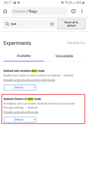 صورة لـ متصفح Chrome على Android يدعم الوضع المظلم | dark-ui-default-min-DzTechs