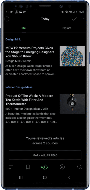 صورة لـ مجموعة تطبيقات Android التي تحتوي على الوضع المظلم (+20 تطبيق) | feedly-min-DzTechs