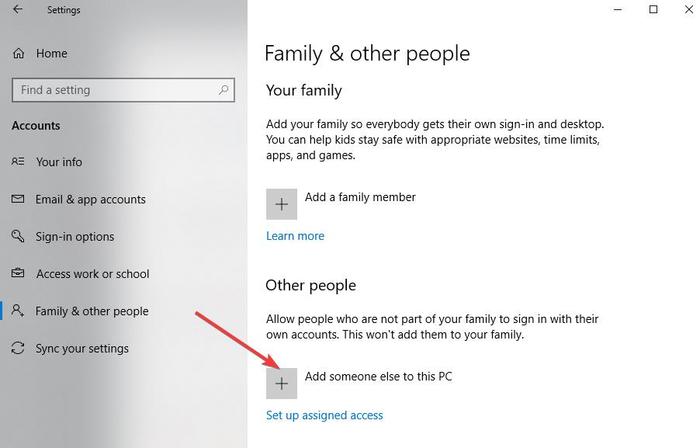 صورة لـ كيفية إصلاح مشكل عدم عمل وظيفة النسخ واللصق في Windows | fix-copy-paste-not-working-windows-settings-accounts-family-and-other-people-add-someone-else-min-DzTechs